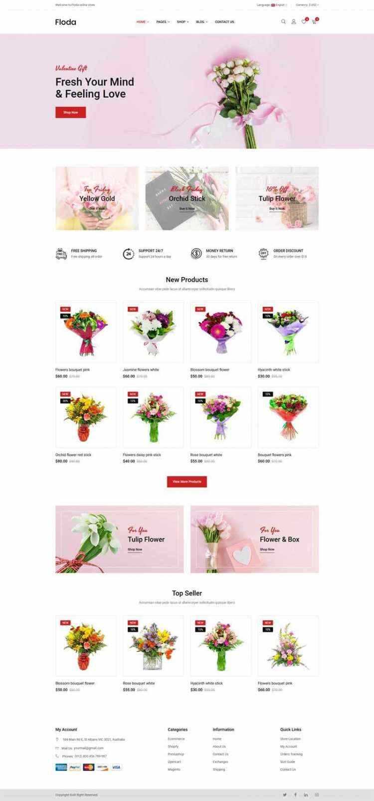 Bootstrap红色精美响应式鲜花花店电商网站 一点学习助手-零基础自学教程-副业项目-兴趣学习项目资源网
