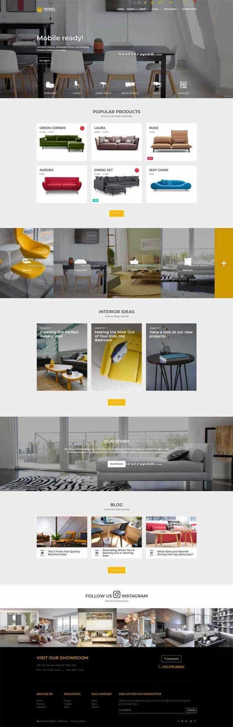 Bootstrap响应式在线家具商城电商网站 一点学习助手-零基础自学教程-副业项目-兴趣学习项目资源网