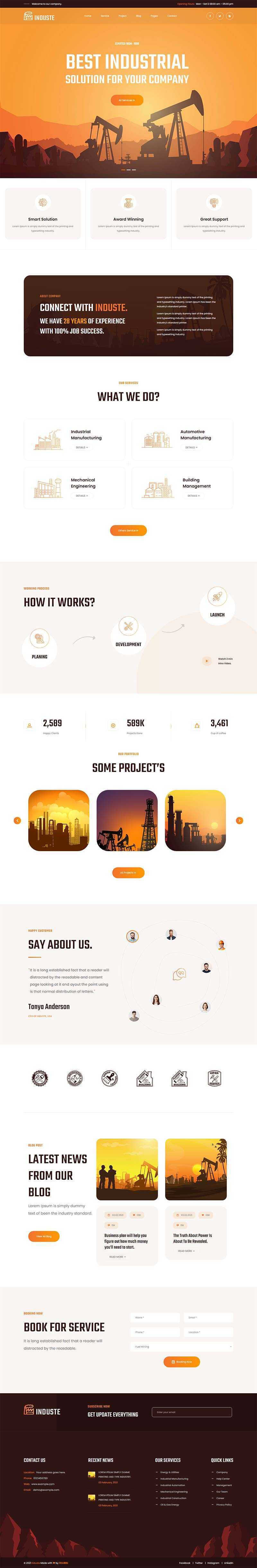 Bootstrap橙色多用途的工业生产企业网站html模板 一点学习助手-零基础自学教程-副业项目-兴趣学习项目资源网