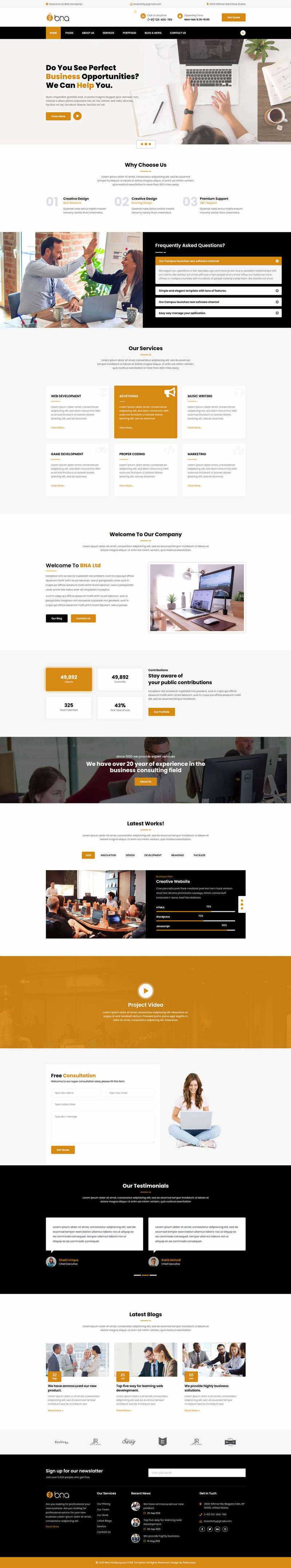 Bootstrap多用途响应式商务企业展示html模板 一点学习助手-零基础自学教程-副业项目-兴趣学习项目资源网