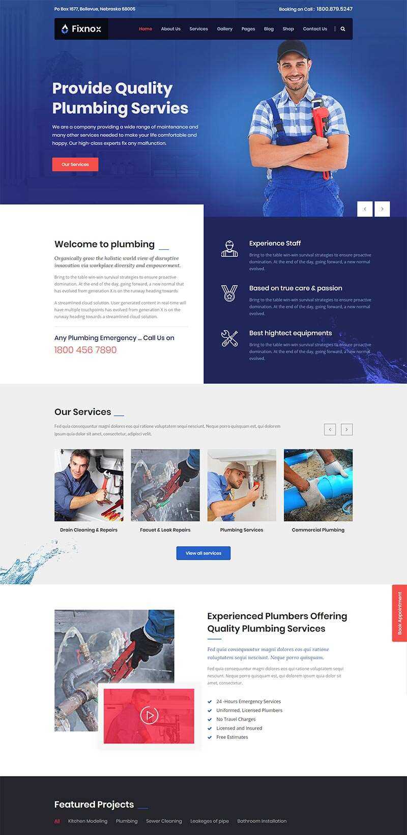 Bootstrap管道修理家政保洁公司网站html模板 一点学习助手-零基础自学教程-副业项目-兴趣学习项目资源网
