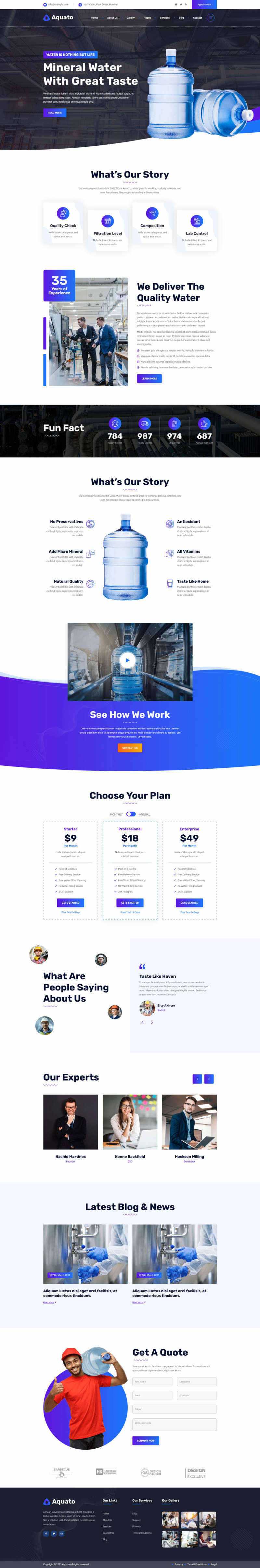 bootstrap饮用水送货服务公司网站HTML模板 一点学习助手-零基础自学教程-副业项目-兴趣学习项目资源网
