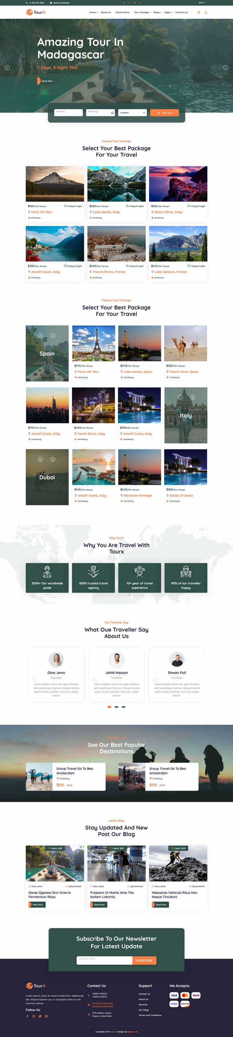 Bootstrap大气的旅游套餐服务HTML5网站模板 一点学习助手-零基础自学教程-副业项目-兴趣学习项目资源网