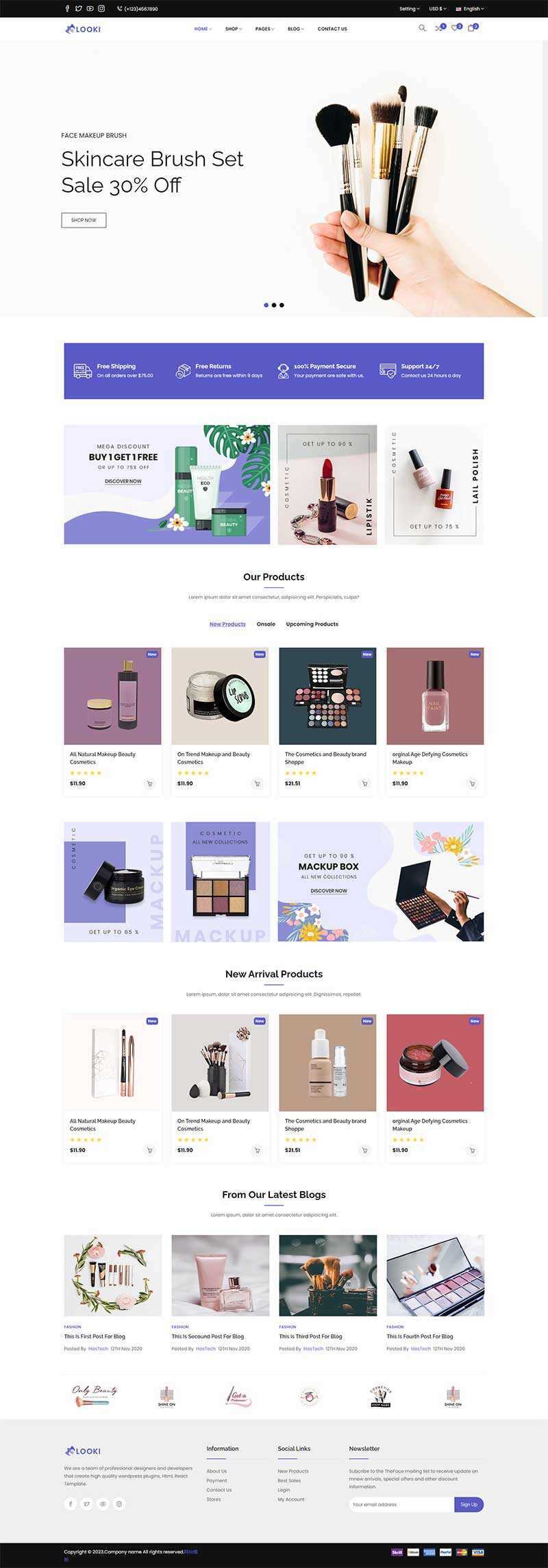 Bootstrap5美容化妆品电子商务html模板 一点学习助手-零基础自学教程-副业项目-兴趣学习项目资源网
