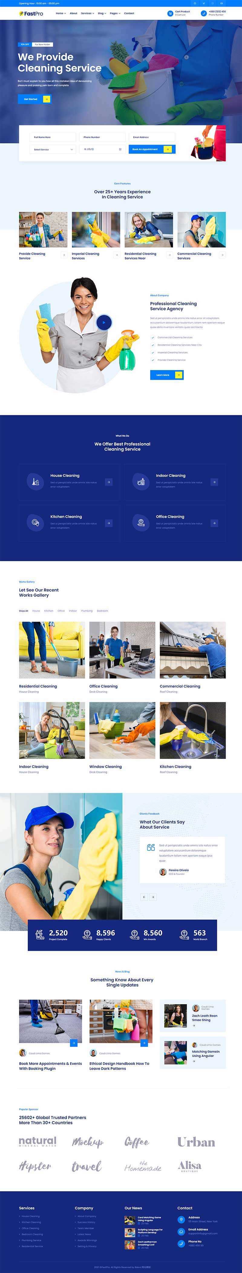多用途响应式保洁家政公司官网html5模板 一点学习助手-零基础自学教程-副业项目-兴趣学习项目资源网