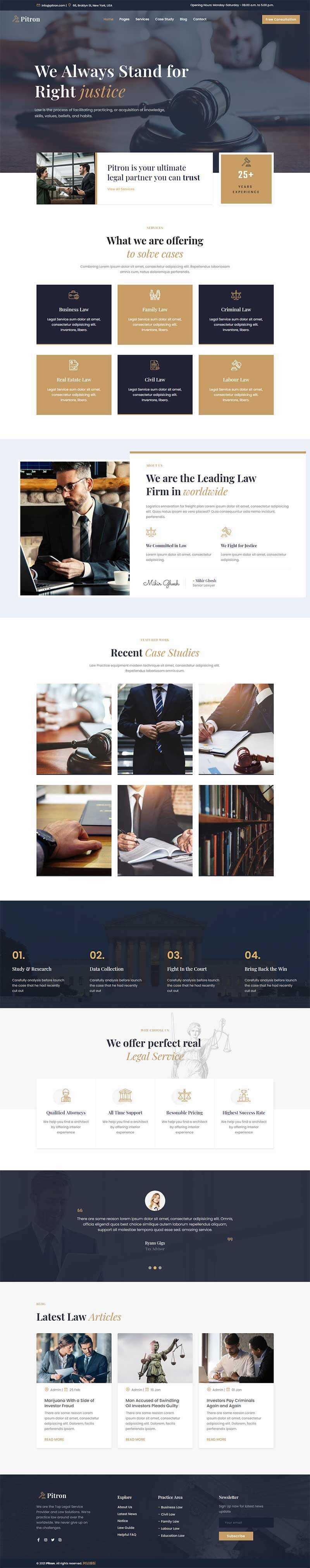 Bootstrap律师事务所网页html模板 一点学习助手-零基础自学教程-副业项目-兴趣学习项目资源网