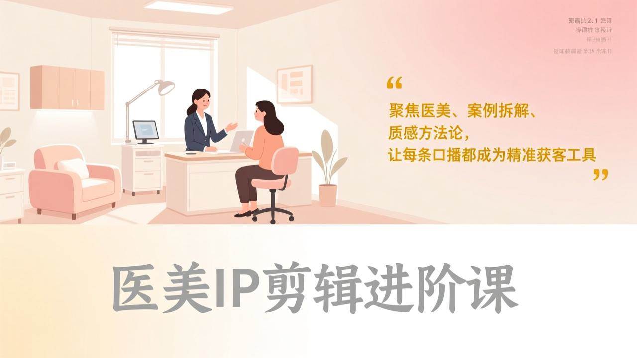 (2.5)医美IP剪辑进阶课，聚焦医美、案例拆解、质感方法论，让每条口播都成为精准获客工具