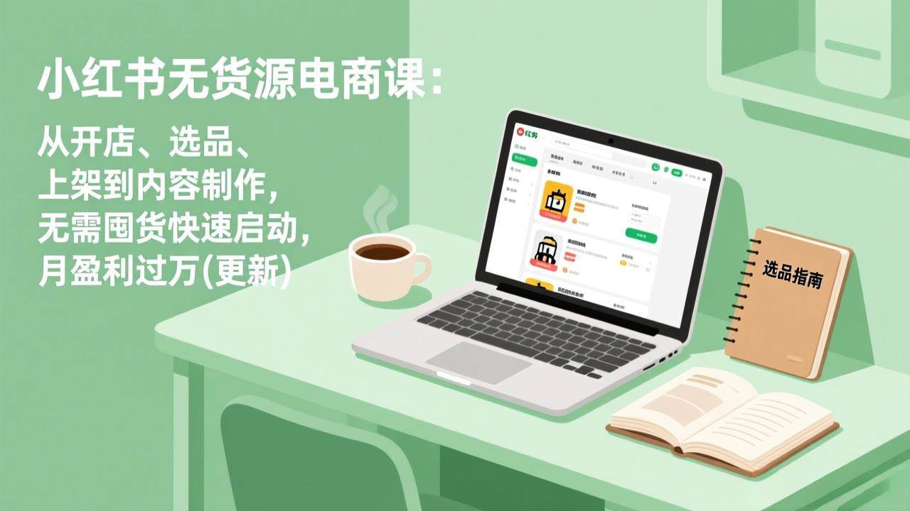 (4.21)小红书无货源电商课(4月20更新)：从开店、选品、上架到内容制作，无需囤货快速启动，月盈利过万