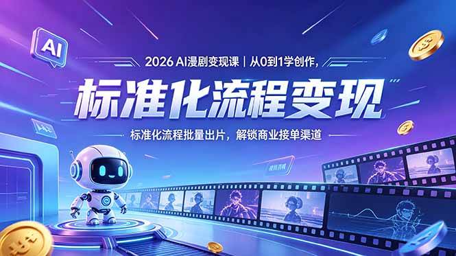 (5.30)2026AI漫剧变现课｜从0到1学创作，标准化流程批量出片，解锁商业接单渠道