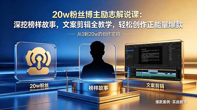 (5.30)20w粉丝博主励志解说课：深挖榜样故事，文案剪辑全教学，轻松创作正能量爆款