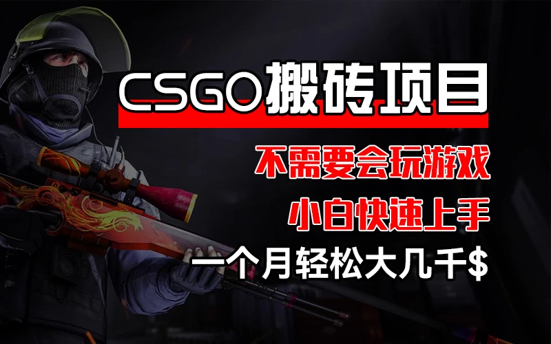 CSGO 装备搬砖项目，操作简单，不需要会玩游戏，小白也能快速上手，一个月轻松大几千 一点学习助手-零基础自学教程-副业项目-兴趣学习项目资源网