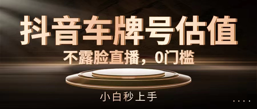 抖音车牌号估值,不露脸直播,0门槛,小白秒上手 一点学习助手-零基础自学教程-副业项目-兴趣学习项目资源网