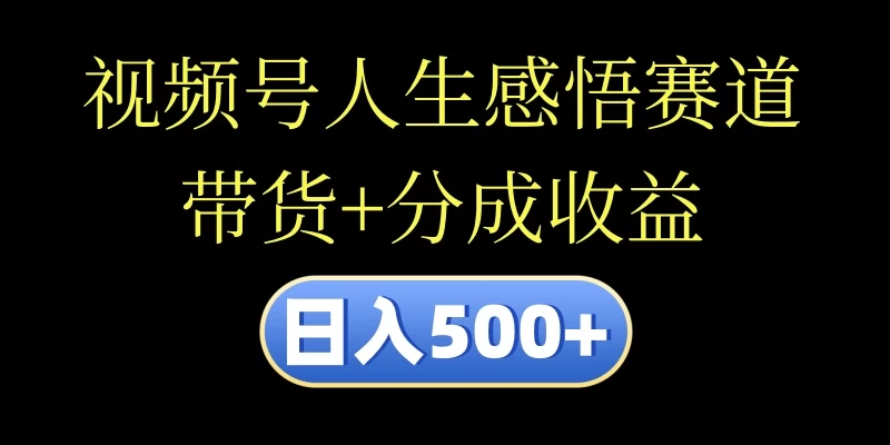 视频号人生感悟赛道，带货+分成收益，日入500+，10分钟做一个视频 一点学习助手-零基础自学教程-副业项目-兴趣学习项目资源网