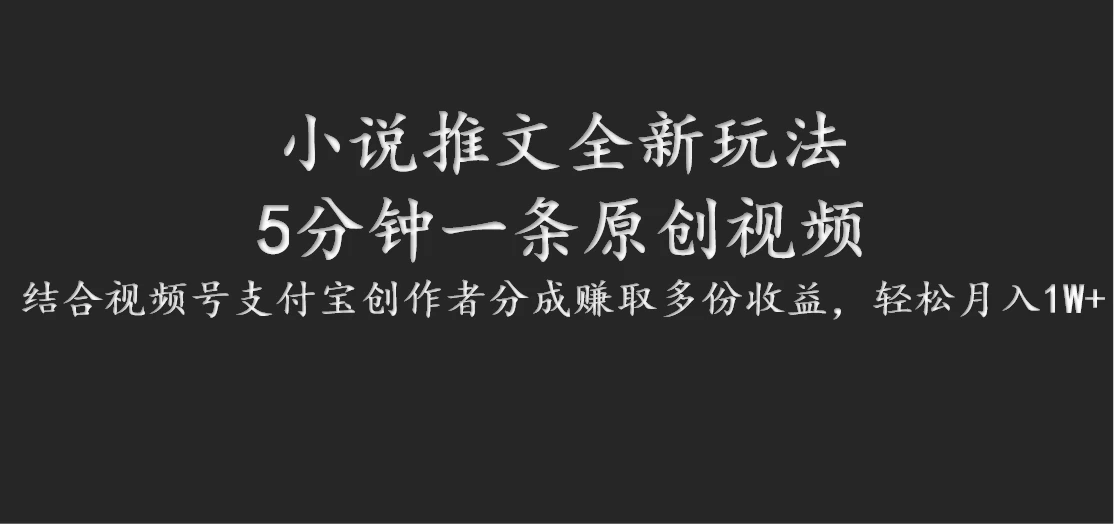 小说推文全新玩法，5分钟一条原创视频，结合视频号支付宝创作者分成赚取多份收益，轻松月入1W+ 一点学习助手-零基础自学教程-副业项目-兴趣学习项目资源网