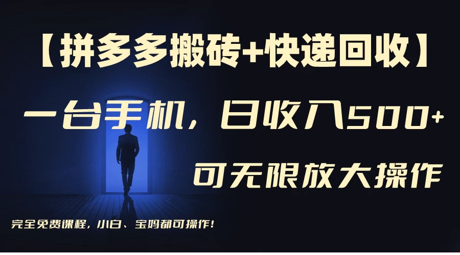 拼多多搬砖+快递回收，日入500+，多号矩阵收益无上限 一点学习助手-零基础自学教程-副业项目-兴趣学习项目资源网