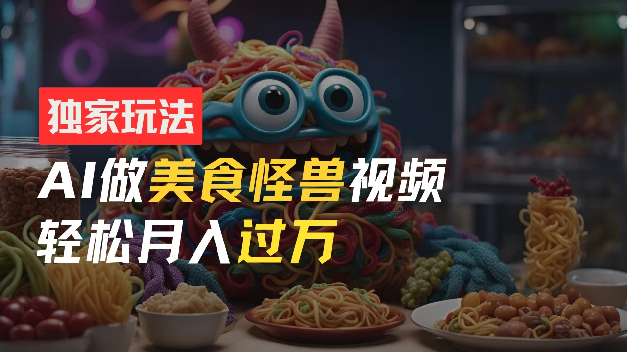 零门槛操作,AI美食怪兽短视频玩法,月入过万新手也能做! 一点学习助手-零基础自学教程-副业项目-兴趣学习项目资源网