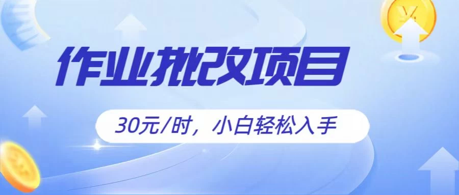 作业批改项目30元/时，小白轻松入手，非常的简单 一点学习助手-零基础自学教程-副业项目-兴趣学习项目资源网