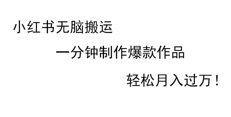 小红书无脑搬运，一分钟制作爆款作品，轻松月入过万 一点学习助手-零基础自学教程-副业项目-兴趣学习项目资源网