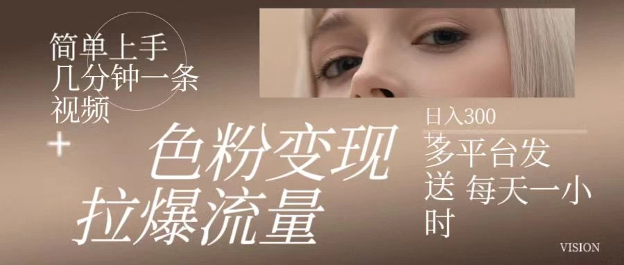 色粉变现,拉爆流量,简单上手几分钟一条视频,多平台发送每天一小时,日入300+ 一点学习助手-零基础自学教程-副业项目-兴趣学习项目资源网