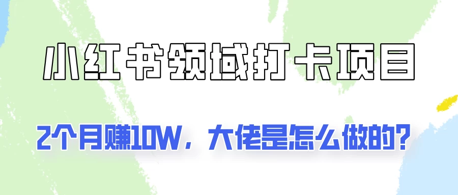 通过小红书领域打卡项目2个月赚10W,大佬是怎么做的? 一点学习助手-零基础自学教程-副业项目-兴趣学习项目资源网