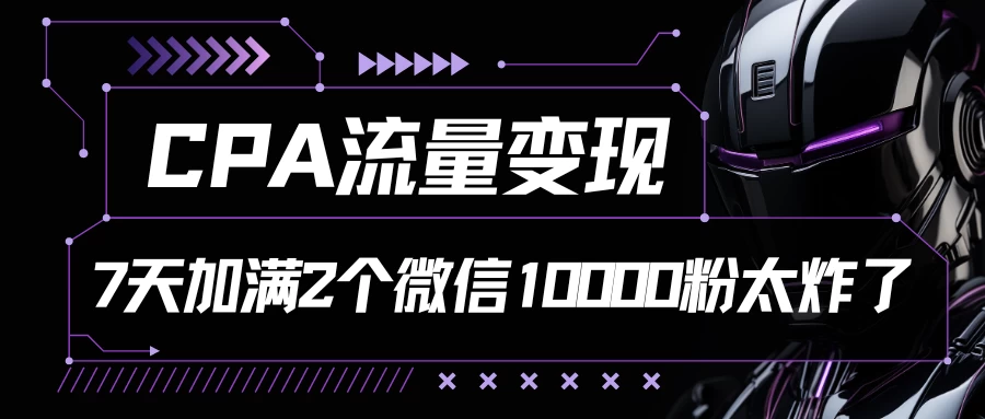 CPA流量变现，7天加满两个微信10000粉，轻轻松松加爆微信 一点学习助手-零基础自学教程-副业项目-兴趣学习项目资源网