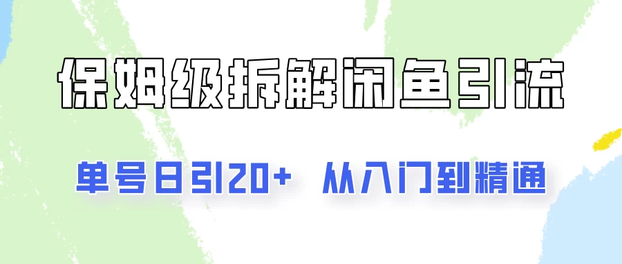 单号日引20+，像素级拆解闲鱼引流创业粉，从入门到精通全流程 一点学习助手-零基础自学教程-副业项目-兴趣学习项目资源网