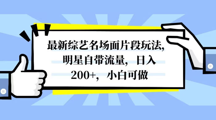 最新综艺名场面片段玩法，明星自带流量，日入200+，小白可做 一点学习助手-零基础自学教程-副业项目-兴趣学习项目资源网