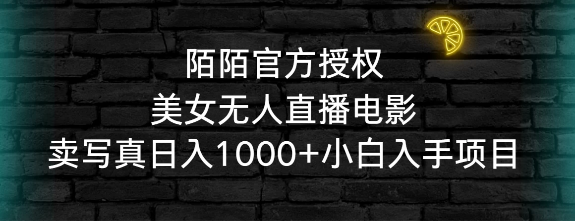 陌陌官方授权美女无人直播电影，卖写真日入1000+小白入手项目 一点学习助手-零基础自学教程-副业项目-兴趣学习项目资源网