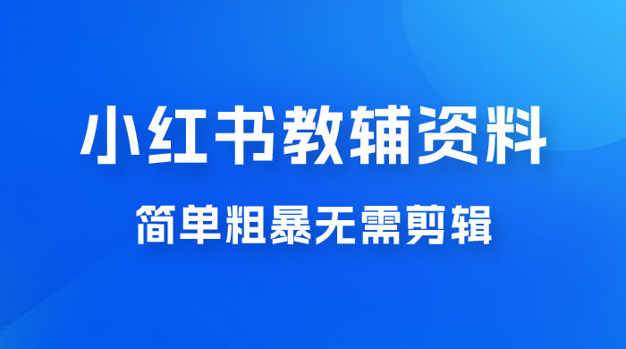 小红书教辅资料掘金，热门蓝海项目，简单粗暴无需剪辑，新手小白也能月入 1W+ 一点学习助手-零基础自学教程-副业项目-兴趣学习项目资源网