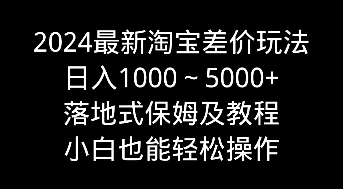 2024最新淘宝差价玩法，日入1000～5000+落地式保姆及教程 小白也能轻松操作 一点学习助手-零基础自学教程-副业项目-兴趣学习项目资源网