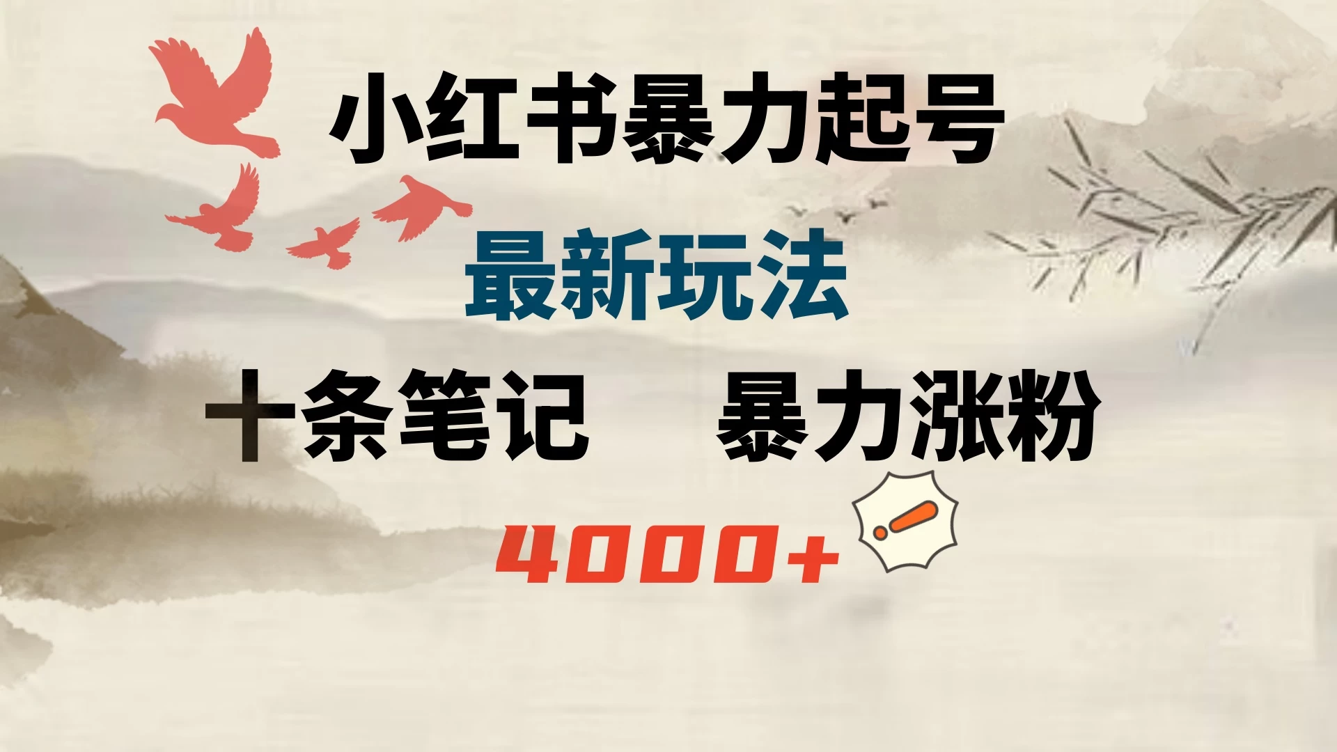 小红书暴力起号，最新玩法，十条笔记暴力涨粉4000+ 一点学习助手-零基础自学教程-副业项目-兴趣学习项目资源网