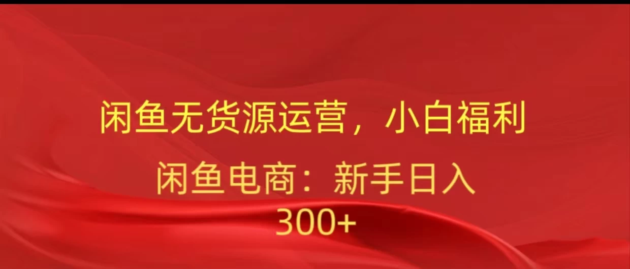 闲鱼无货源运营，小白福利，日入300+，轻松月入过万！ 一点学习助手-零基础自学教程-副业项目-兴趣学习项目资源网