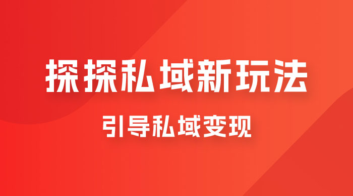 探探私域新玩法，引导私域变现，一部手机日入 500+ 很轻松 一点学习助手-零基础自学教程-副业项目-兴趣学习项目资源网