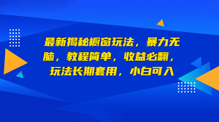 最新揭秘橱窗玩法：暴力无脑，收益必翻，玩法长期套用，小白可入 一点学习助手-零基础自学教程-副业项目-兴趣学习项目资源网