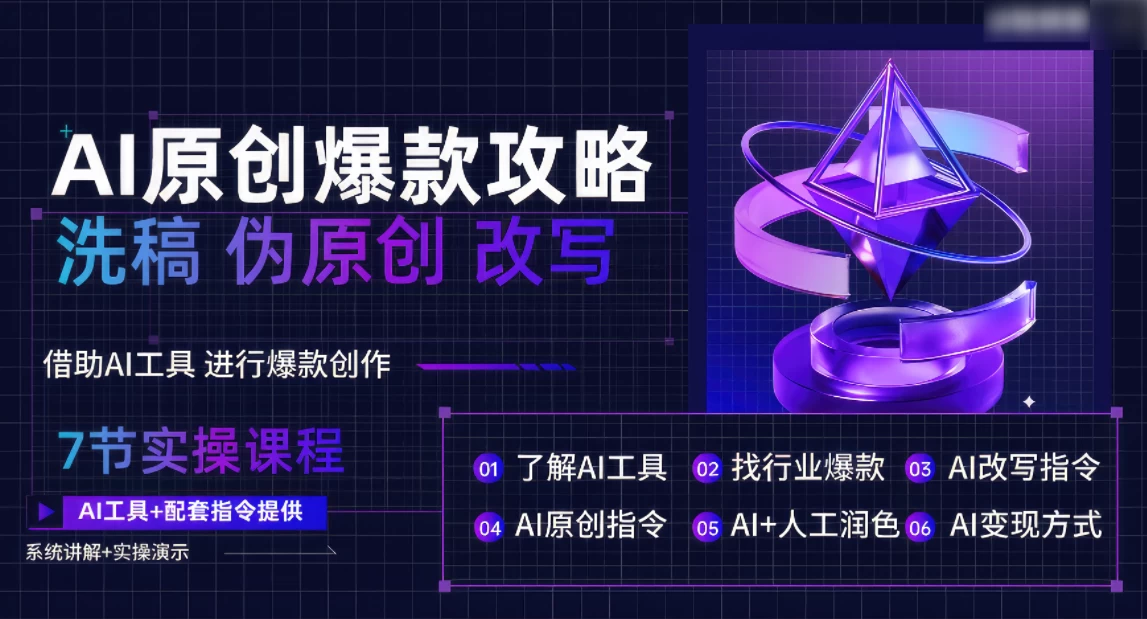 AI原创爆款攻略,洗稿改写伪原创必备,轻松创作10万+爆款文案 一点学习助手-零基础自学教程-副业项目-兴趣学习项目资源网