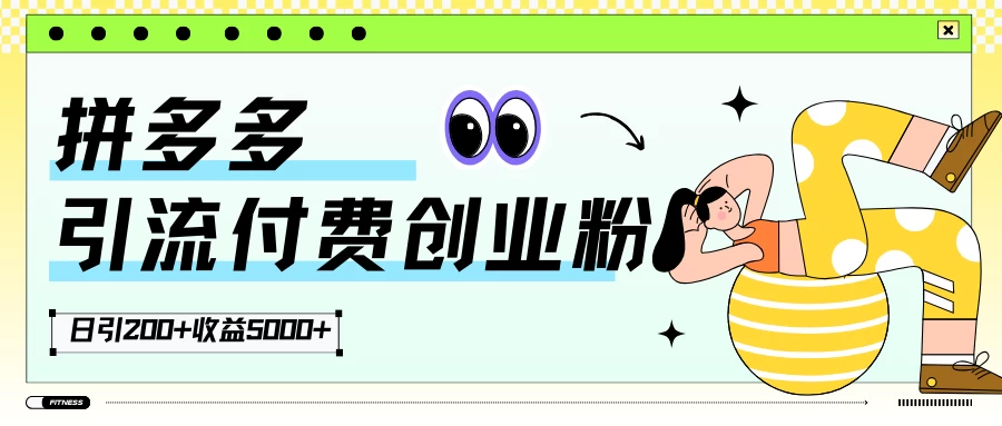 拼多多引流付费创业粉,日引200+,收益5000+ 一点学习助手-零基础自学教程-副业项目-兴趣学习项目资源网