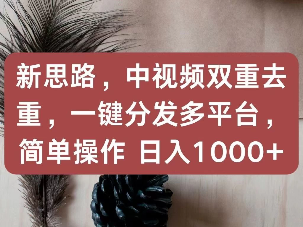 新思路,中视频双重去重,一键分发多平台,简单操作,日入1000+!快来试试吧! 一点学习助手-零基础自学教程-副业项目-兴趣学习项目资源网