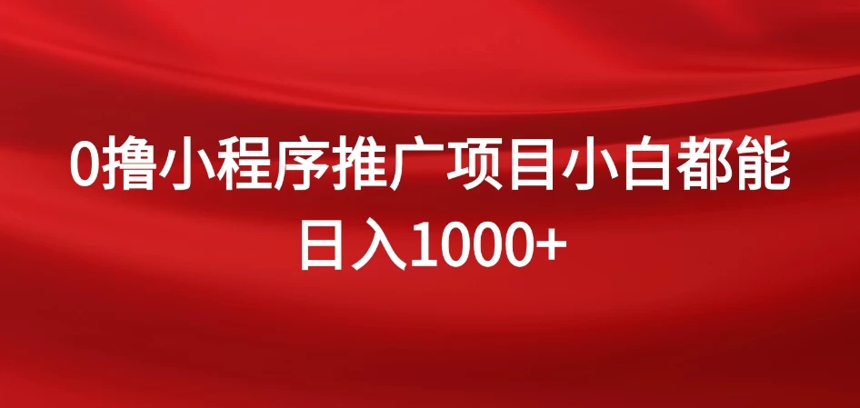 0撸小程序推广项目,日入四位数,零基础小白也能做 一点学习助手-零基础自学教程-副业项目-兴趣学习项目资源网
