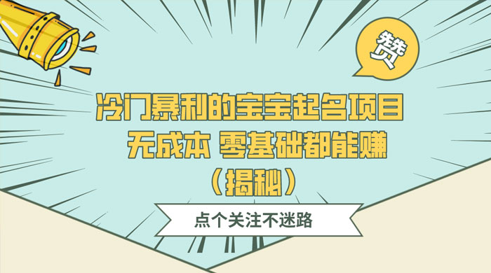 冷门暴利的宝宝起名项目 ,无成本零基础都能赚(揭秘) 一点学习助手-零基础自学教程-副业项目-兴趣学习项目资源网