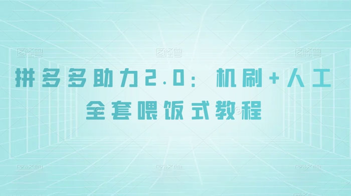 拼夕夕助力 2.0 新玩法：机刷+人工全套交付，喂饭式教程 一点学习助手-零基础自学教程-副业项目-兴趣学习项目资源网