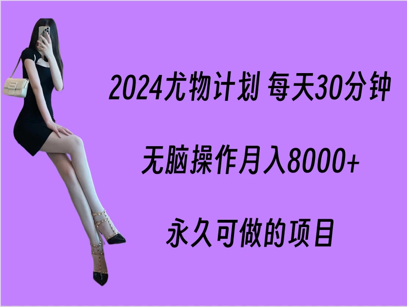 2024尤物计划 每天30分钟，无脑操作月入8000+，永久可做的项目 一点学习助手-零基础自学教程-副业项目-兴趣学习项目资源网