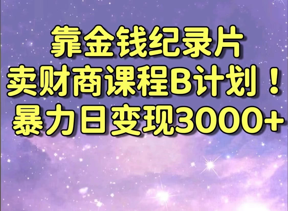 靠金钱纪录片卖财商课程，暴力日变现3000+，喂饭级干货教学！！ 一点学习助手-零基础自学教程-副业项目-兴趣学习项目资源网