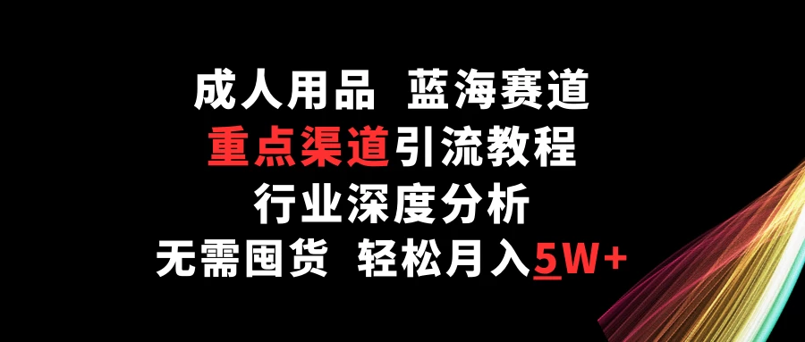 成人用品,蓝海赛道,重点渠道引流教程,行业深度分析,无需囤货,轻松月入5W+ 一点学习助手-零基础自学教程-副业项目-兴趣学习项目资源网