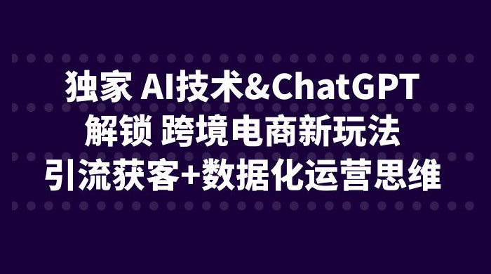 独家 AI 技术 ChatGPT 解锁跨境电商新玩法：引流获客 + 数据化运营思维 一点学习助手-零基础自学教程-副业项目-兴趣学习项目资源网