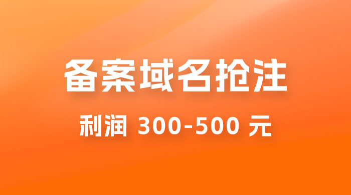 仅揭秘：备案域名抢注，一单利润 300-500 元，需求量大 一点学习助手-零基础自学教程-副业项目-兴趣学习项目资源网