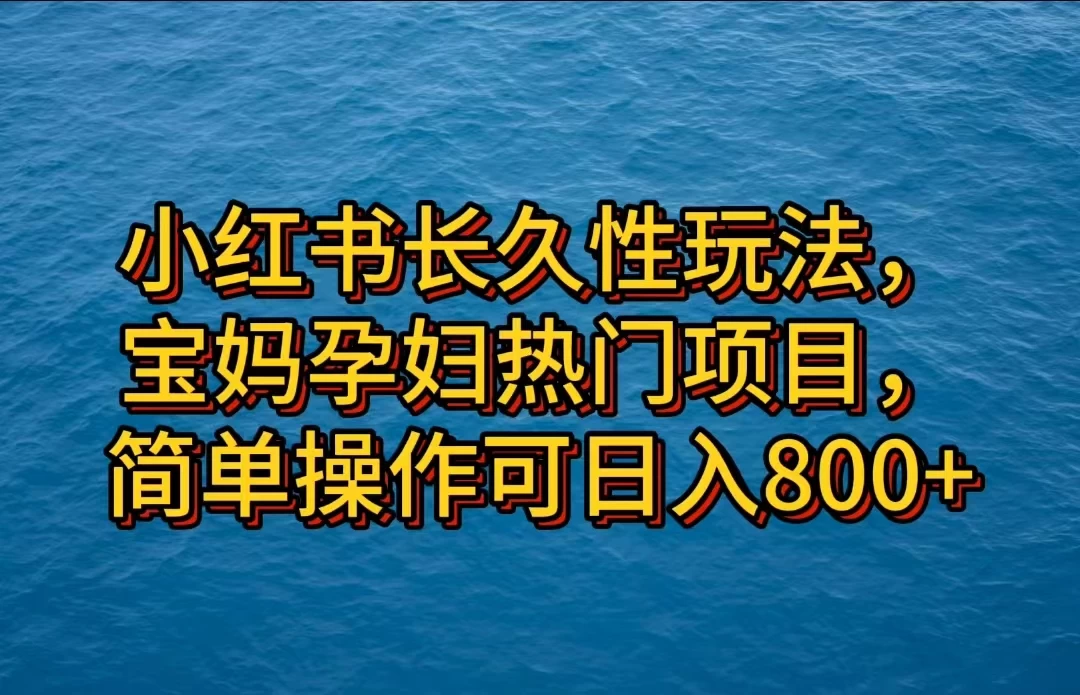 小红书长久性玩法，宝妈孕妇热门项目，简单操作可日入800+ 一点学习助手-零基础自学教程-副业项目-兴趣学习项目资源网