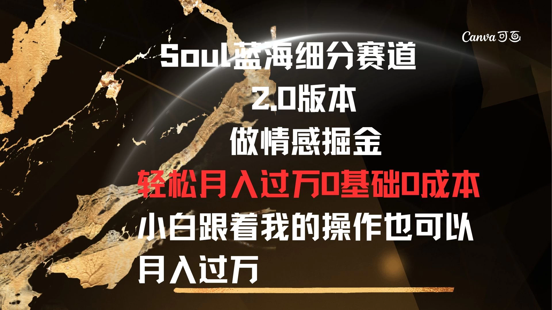 Soul蓝海细分赛道，2.0版本，做情感掘金，轻松月入过万，0基础，0成本，小白跟着我的操作也可以月入过万 一点学习助手-零基础自学教程-副业项目-兴趣学习项目资源网