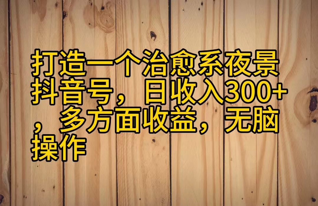 打造一个治愈系夜景抖音号，日收入300+，多方面收益，无脑操作 一点学习助手-零基础自学教程-副业项目-兴趣学习项目资源网