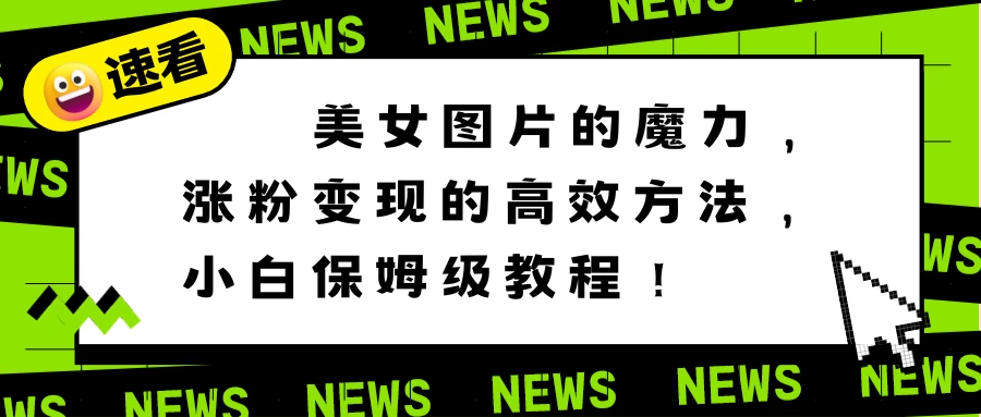 美女图片的魔力,涨粉变现的高效方法,小白保姆级教程! 一点学习助手-零基础自学教程-副业项目-兴趣学习项目资源网