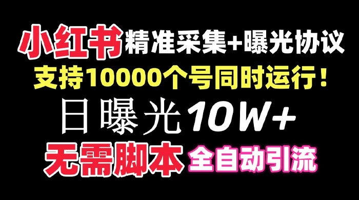 价值 10 万的小红书全自动采集+引流协议一体版！无需手机，支持 10000 个账号同时运行 一点学习助手-零基础自学教程-副业项目-兴趣学习项目资源网